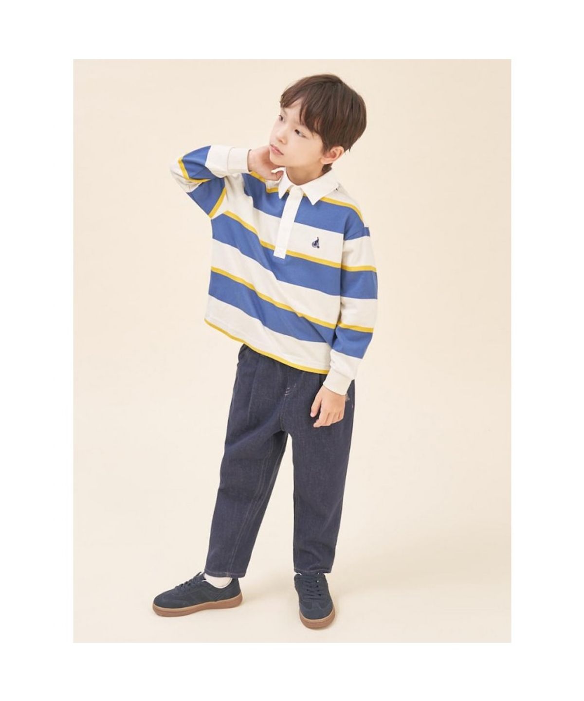 빈폴 키즈(BEANPOLE KIDS) 스트라이프 럭비 긴팔 티셔츠  아이보리 (BI5841U020) (BI5841U020) (BI5841U020)