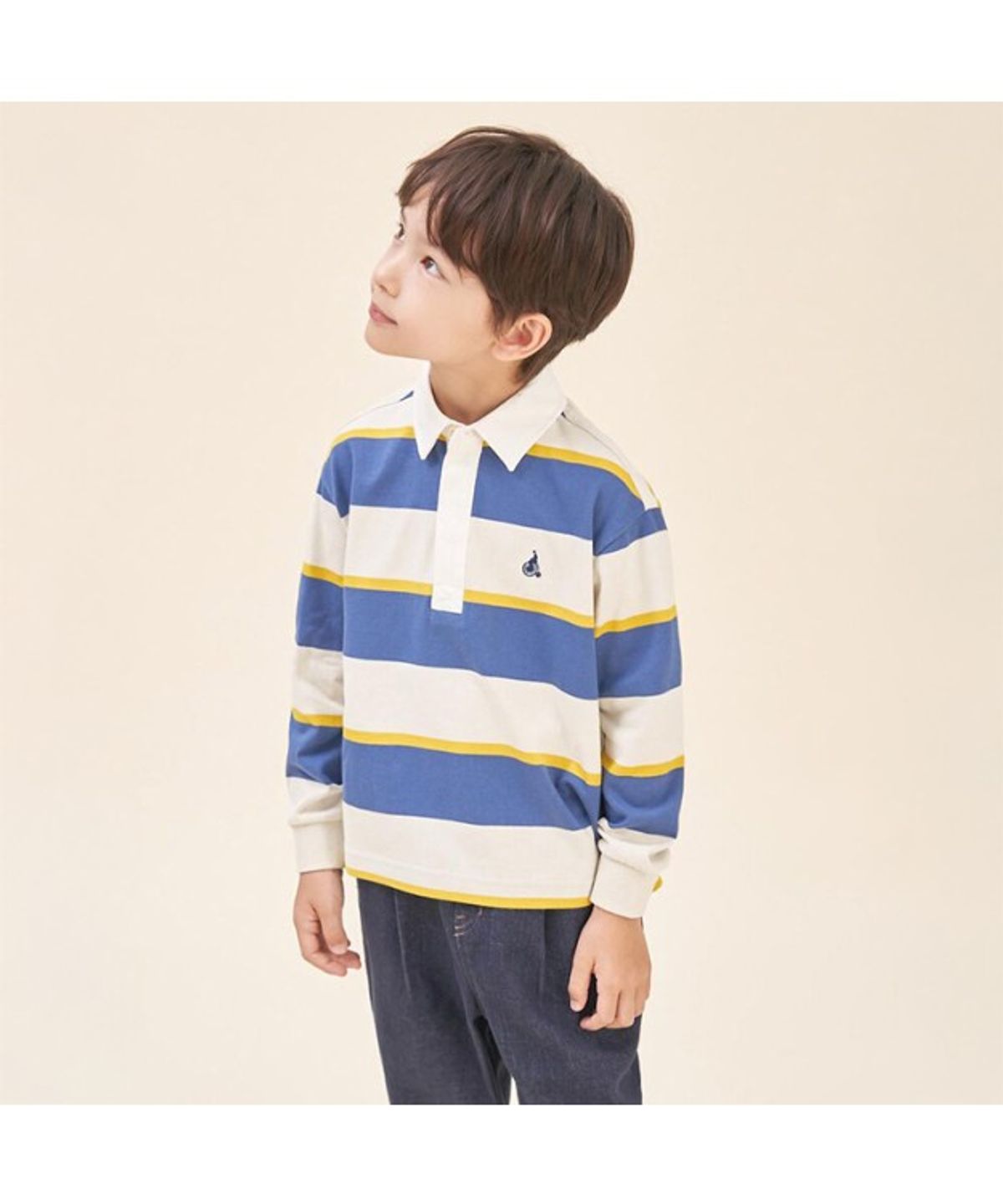 빈폴 키즈(BEANPOLE KIDS) 스트라이프 럭비 긴팔 티셔츠  아이보리 (BI5841U020) (BI5841U020) (BI5841U020)
