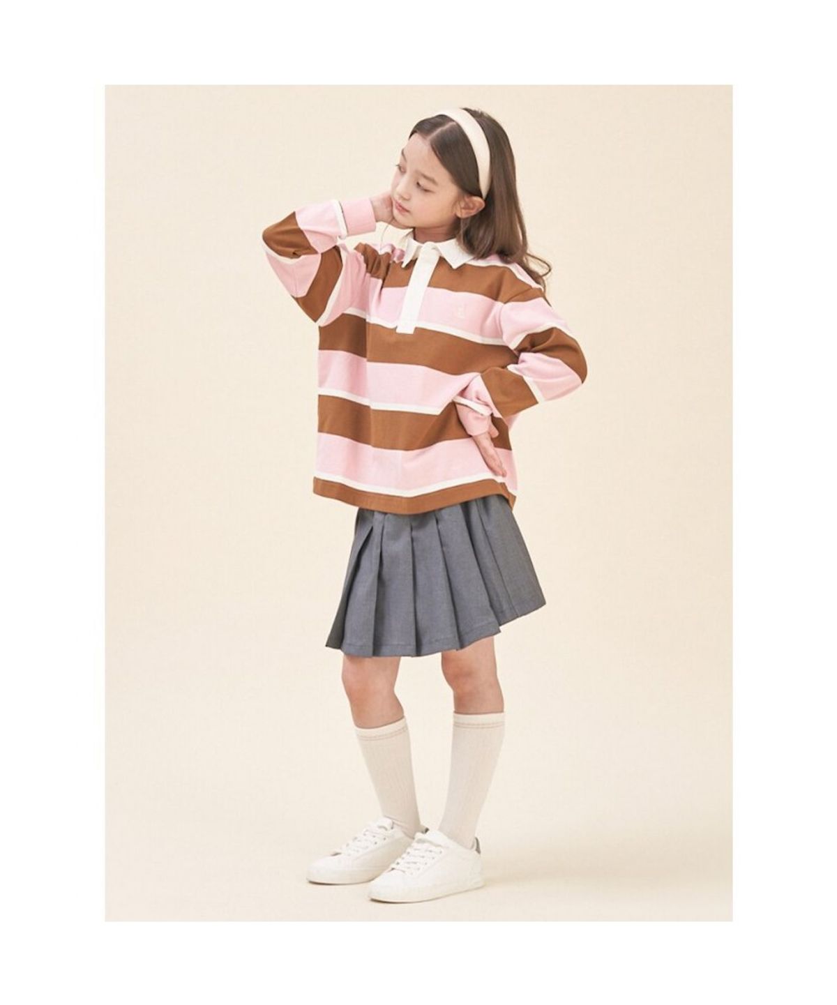 빈폴 키즈(BEANPOLE KIDS) 스트라이프 럭비 긴팔 티셔츠  핑크 (BI5841U02X) (BI5841U02X) (BI5841U02X)