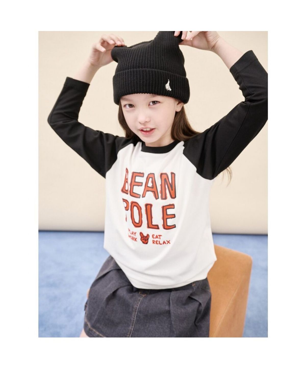 빈폴 키즈(BEANPOLE KIDS) 그래픽 래글런 긴팔 티셔츠  화이트 (BI5841U081) (BI5841U081)