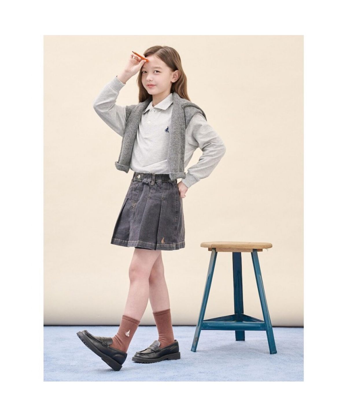 빈폴 키즈(BEANPOLE KIDS) [Essential] 피케 칼라 긴팔 티셔츠  그레이 (BI5841UE33) (BI5841UE33)