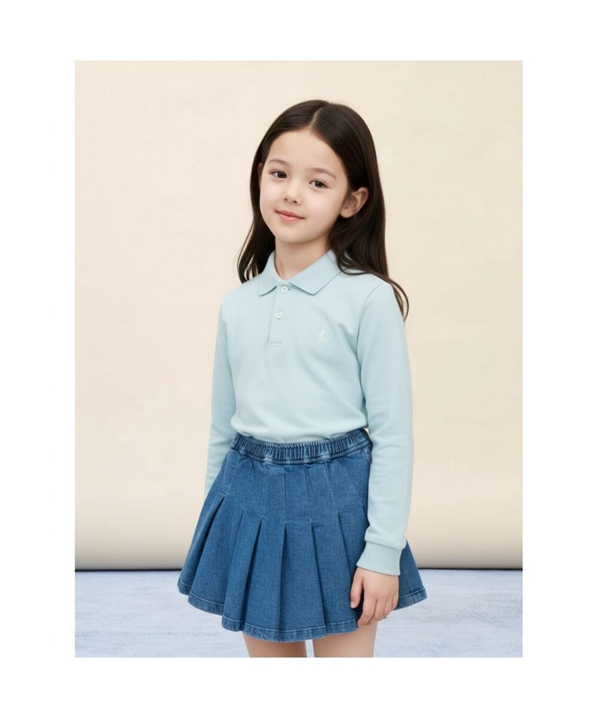 빈폴 키즈(BEANPOLE KIDS) [Essential] 피케 칼라 긴팔 티셔츠  라이트 그린 (BI5841UE3L)