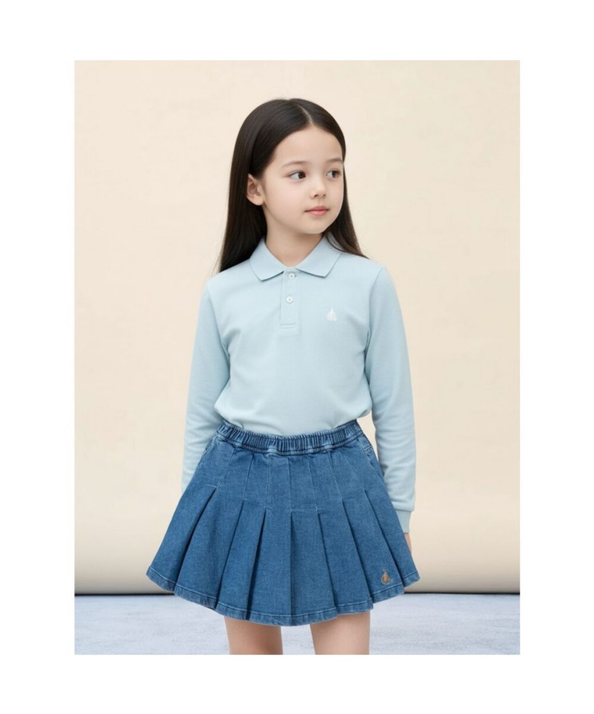 빈폴 키즈(BEANPOLE KIDS) [Essential] 피케 칼라 긴팔 티셔츠  라이트 그린 (BI5841UE3L)