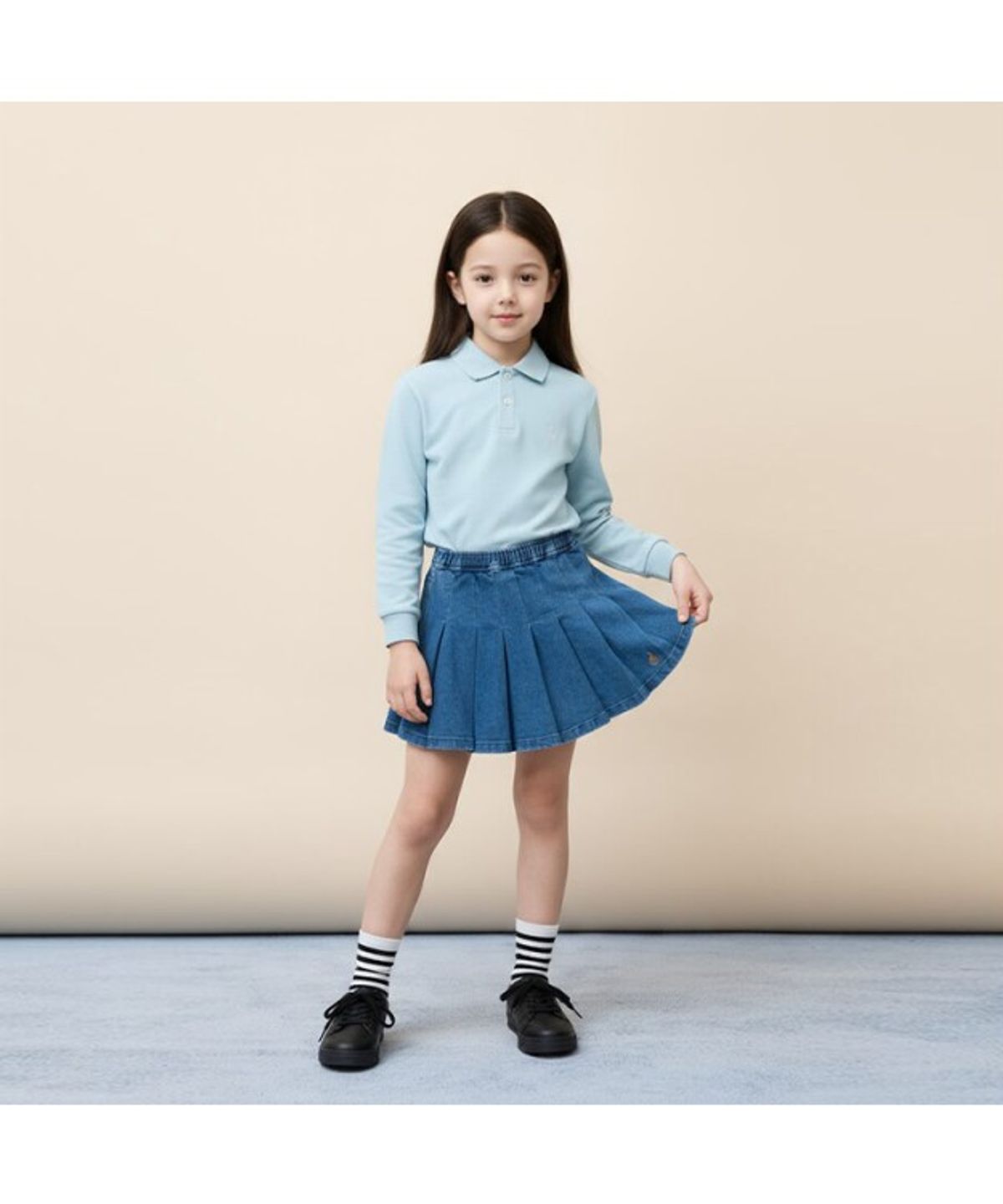 빈폴 키즈(BEANPOLE KIDS) [Essential] 피케 칼라 긴팔 티셔츠  라이트 그린 (BI5841UE3L)