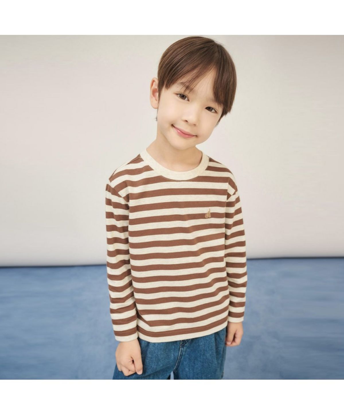 빈폴 키즈(BEANPOLE KIDS) [Essential] 스트라이프 긴소매 티셔츠  브라운 (BI5841UE2D) (BI5841UE2D) (BI5841UE2D) (BI5841UE2D)