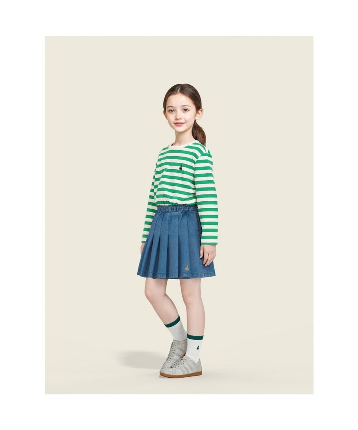 빈폴 키즈(BEANPOLE KIDS) [Essential] 스트라이프 긴소매 티셔츠  그린 (BI5841UE2M) (BI5841UE2M)