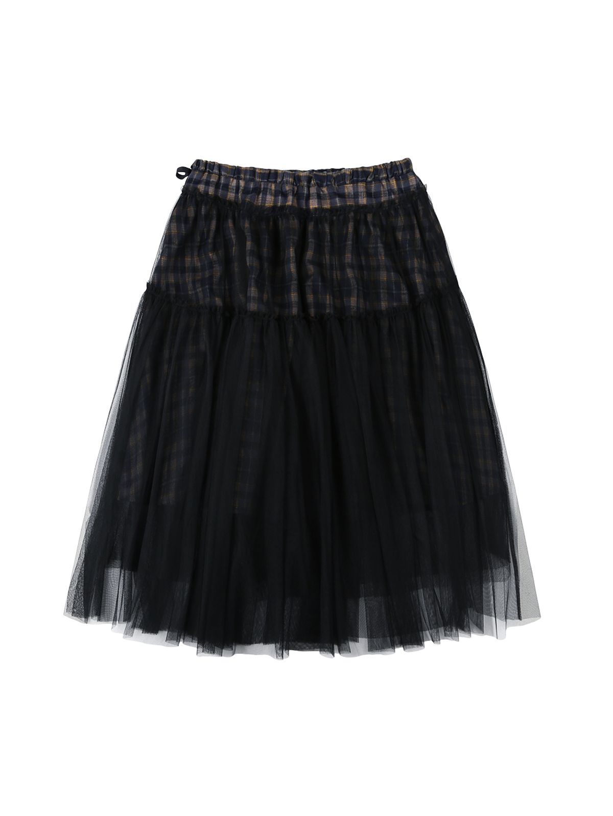 뚜오미오(TUOMIO) CHECK TULLE SKIRT [NAVY]
