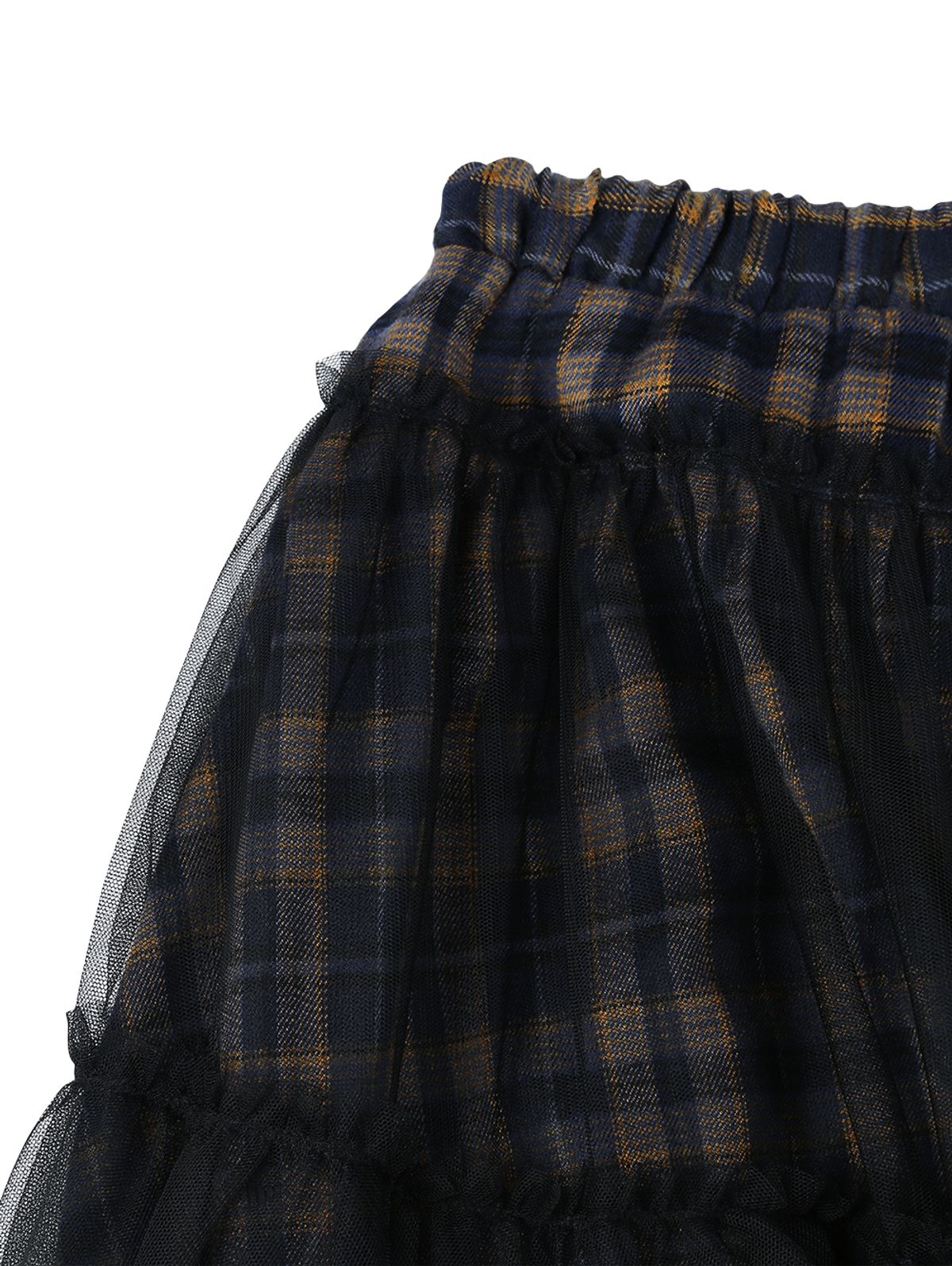 뚜오미오(TUOMIO) CHECK TULLE SKIRT [NAVY]