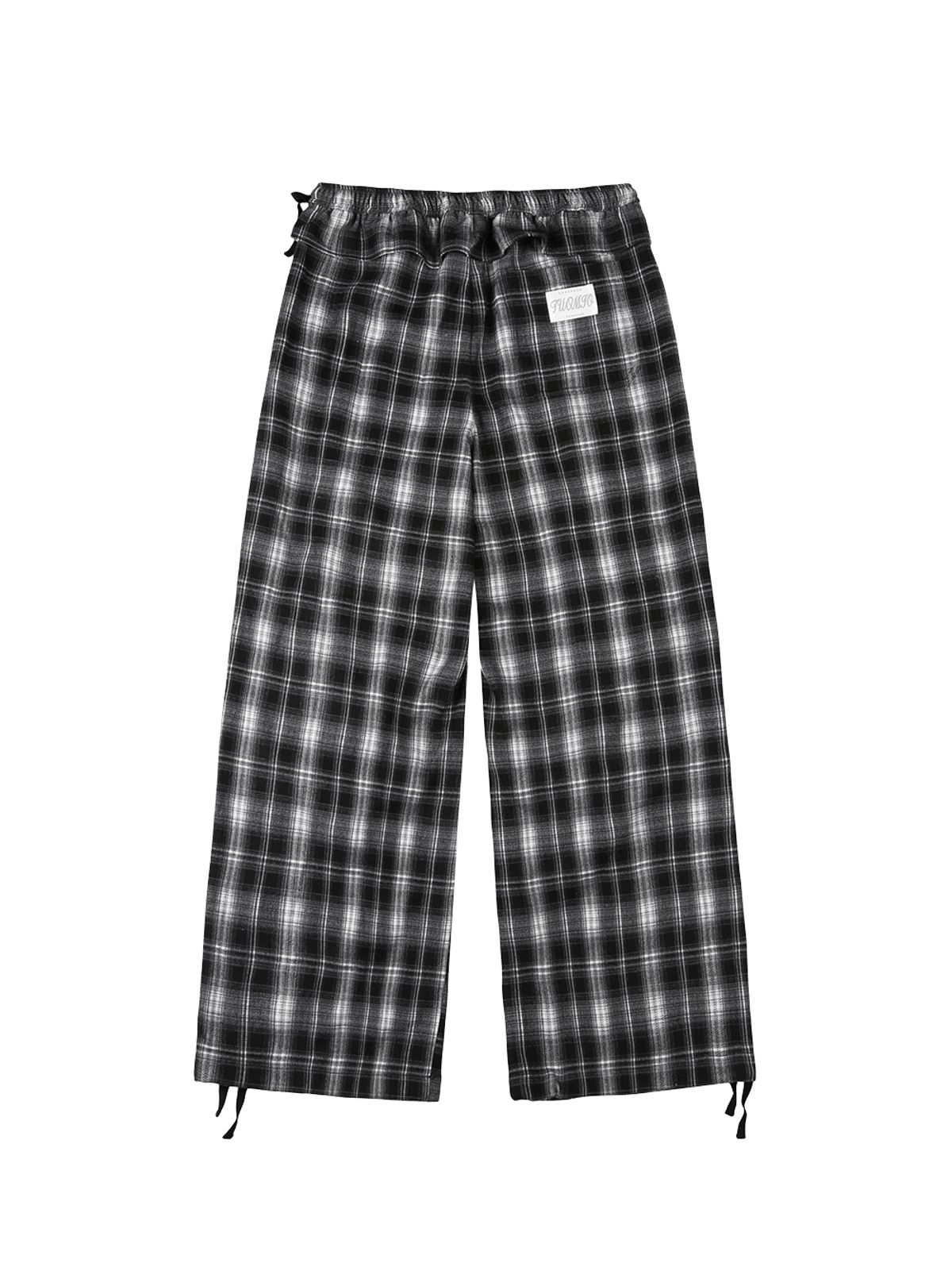 뚜오미오(TUOMIO) FRILL LAYERED CHECK PANTS [BLACK]