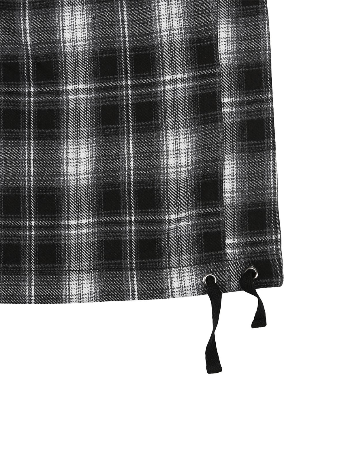 뚜오미오(TUOMIO) FRILL LAYERED CHECK PANTS [BLACK]