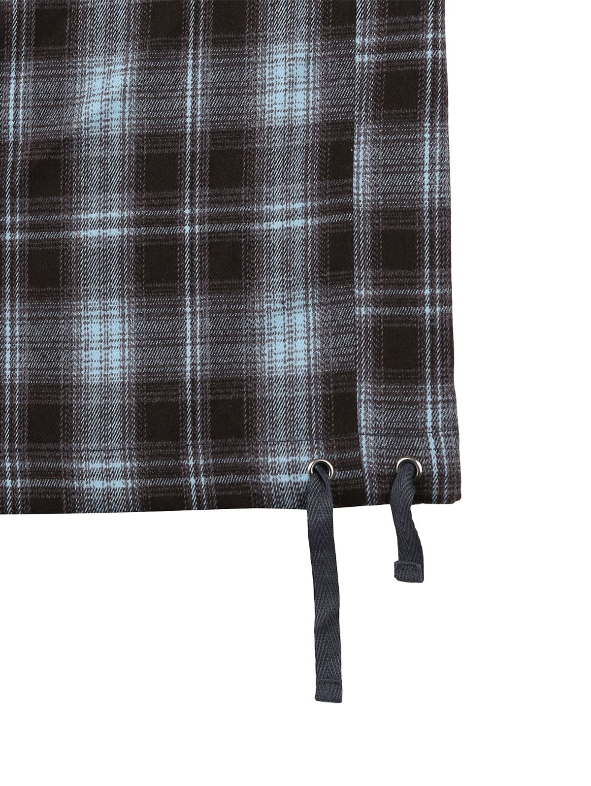 뚜오미오(TUOMIO) FRILL LAYERED CHECK PANTS [BLUE]