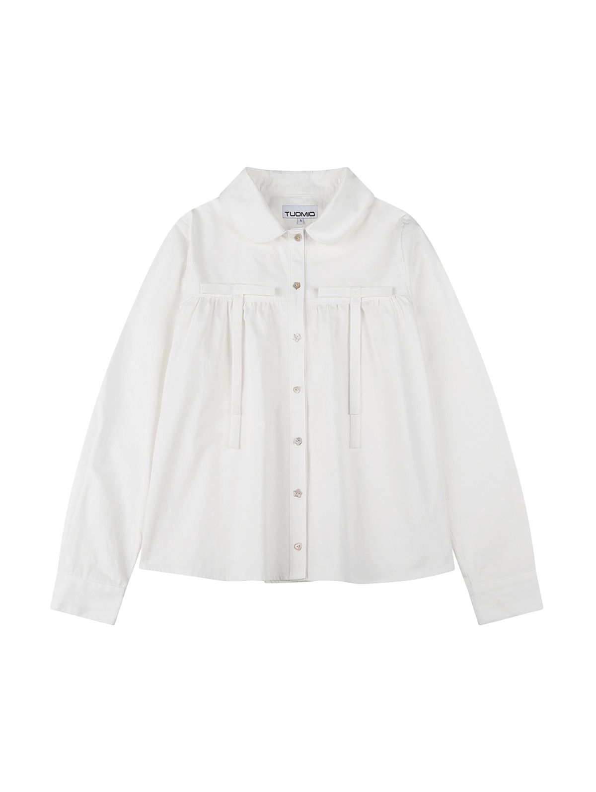 뚜오미오(TUOMIO) ROUND COLLAR RIBBON SHIRT [WHITE]