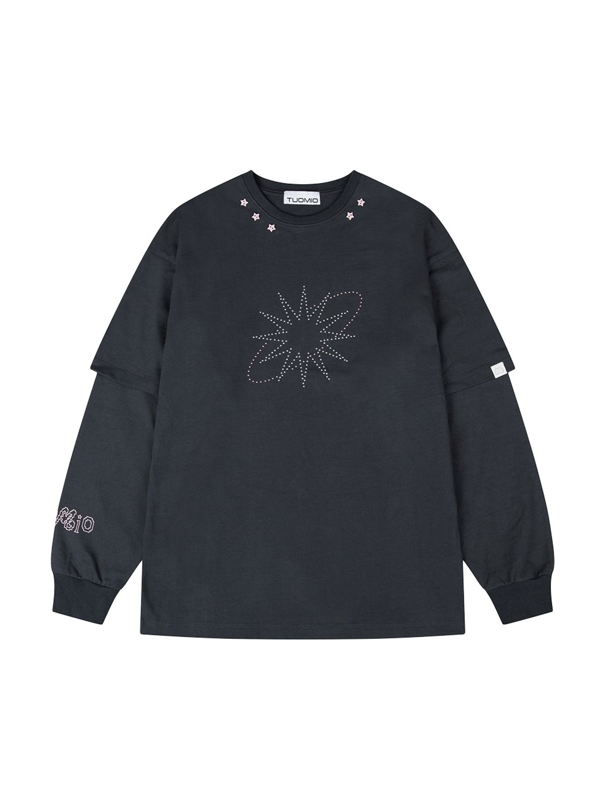 뚜오미오(TUOMIO) STAR STUD LAYERED LONG SLEEVES [CHARCOAL]