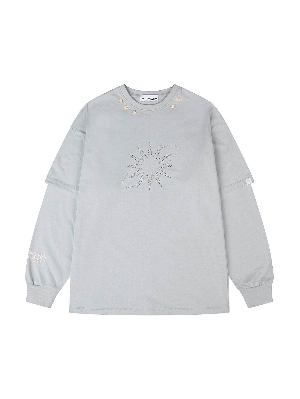 뚜오미오(TUOMIO) STAR STUD LAYERED LONG SLEEVES [LIGHT GREY]