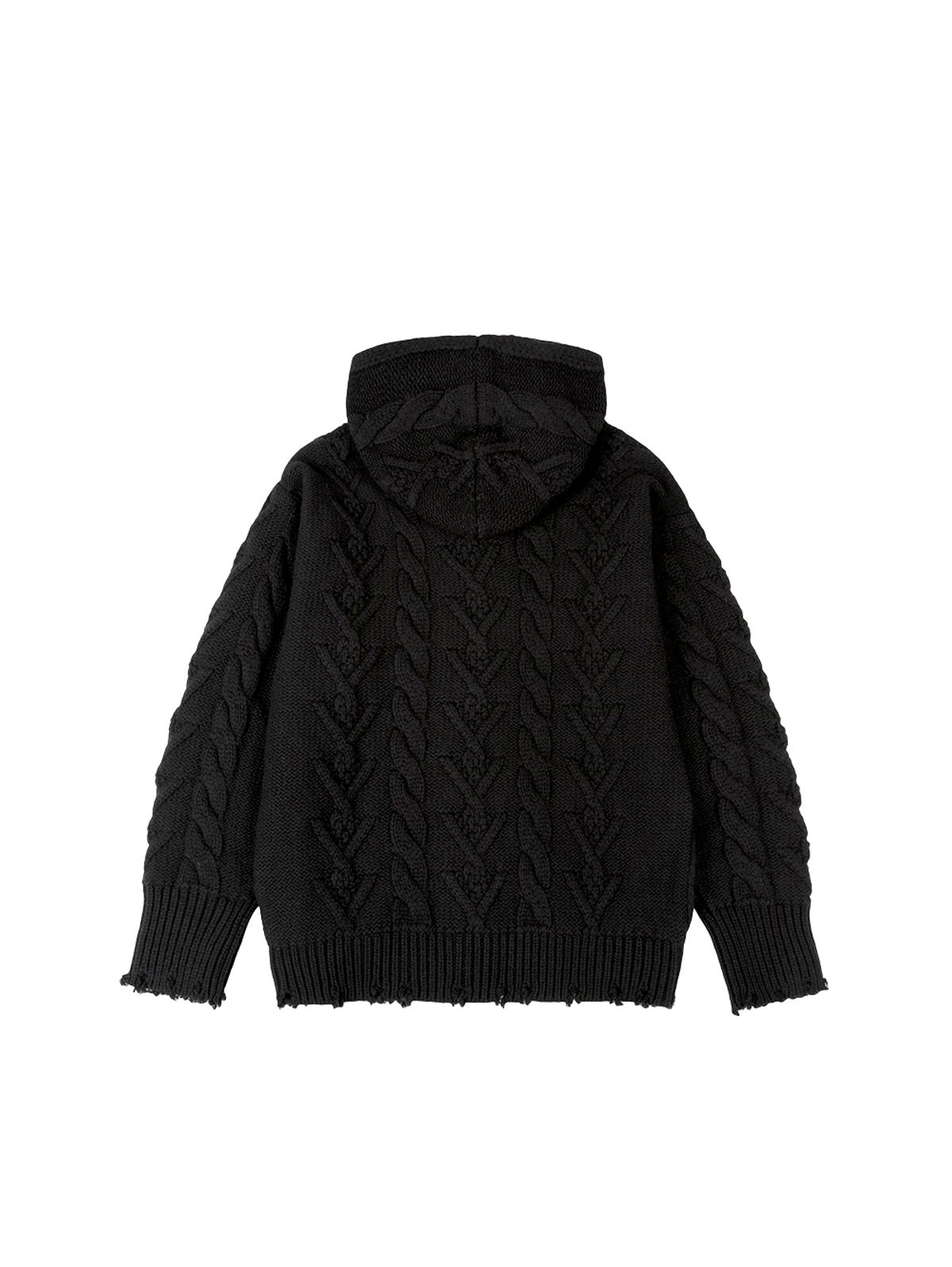 뚜오미오(TUOMIO) DAMAGED CABLE CARDIGAN [BLACK]