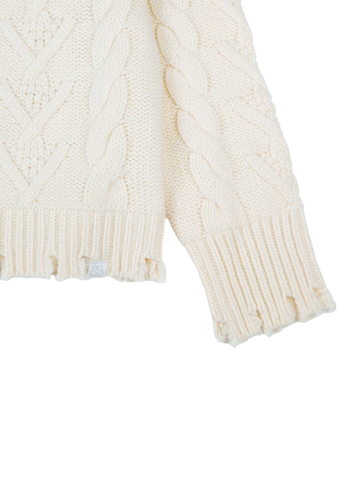 뚜오미오(TUOMIO) DAMAGED CABLE CARDIGAN [CREAM]