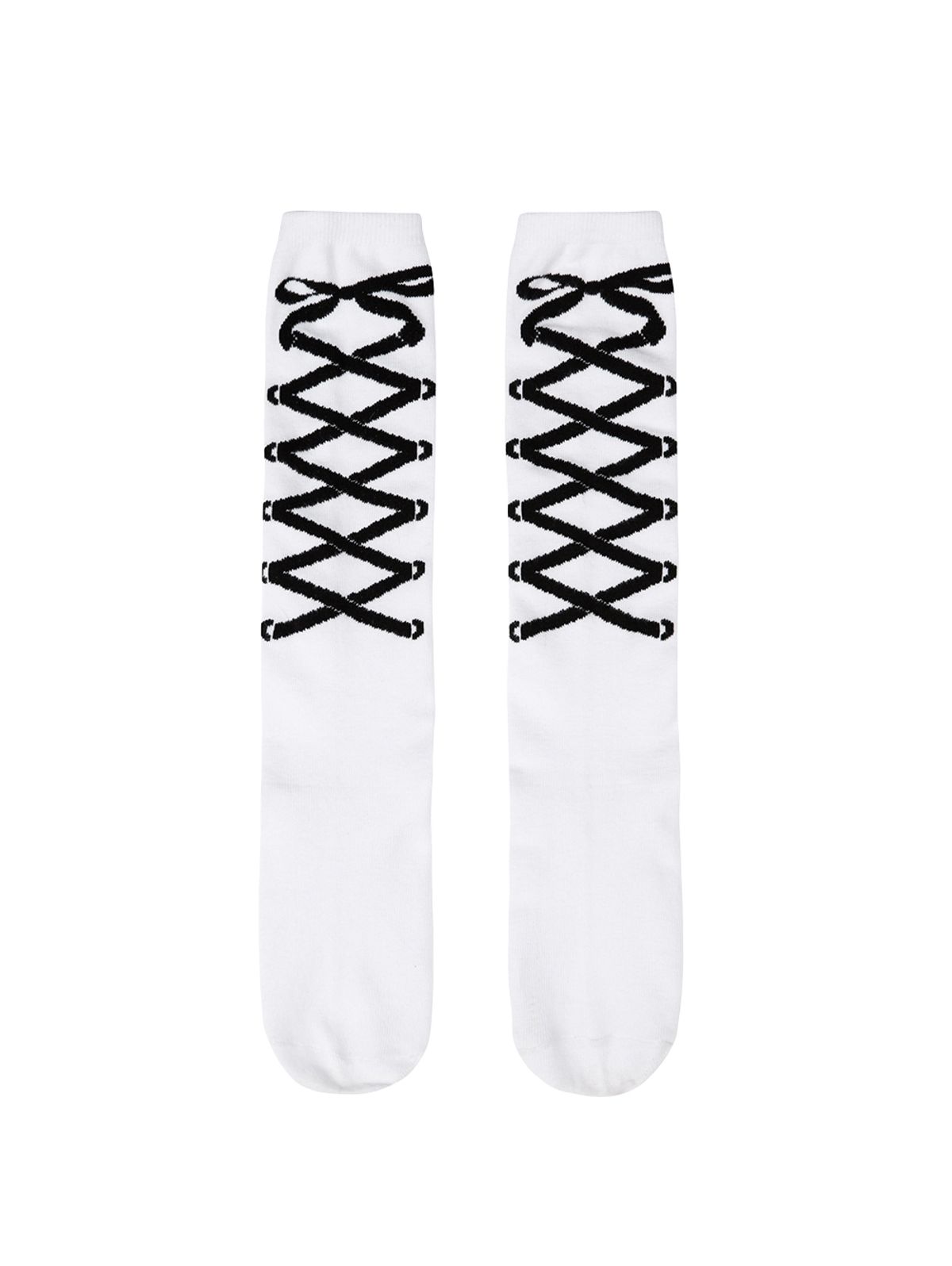 뚜오미오(TUOMIO) RIBBON GRAPHIC KNEE SOCKS [WHITE]
