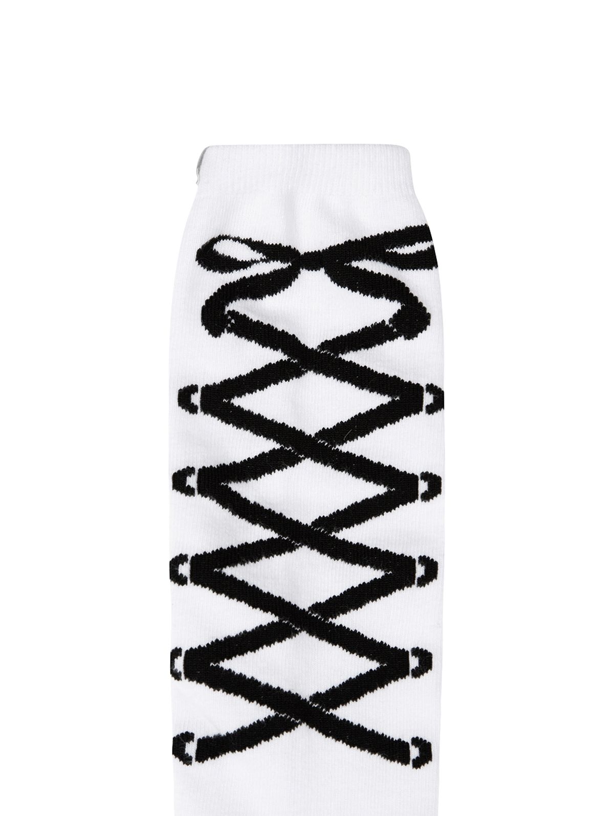 뚜오미오(TUOMIO) RIBBON GRAPHIC KNEE SOCKS [WHITE]