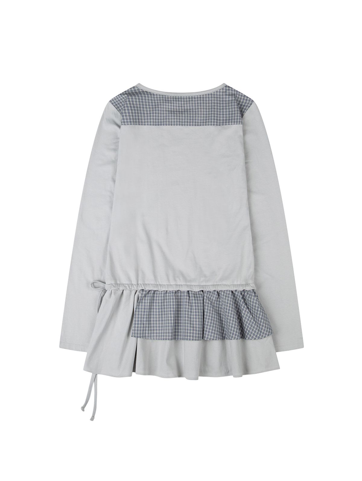 뚜오미오(TUOMIO) CHECK MIXED JERSEY DRESS [LIGHT GREY]