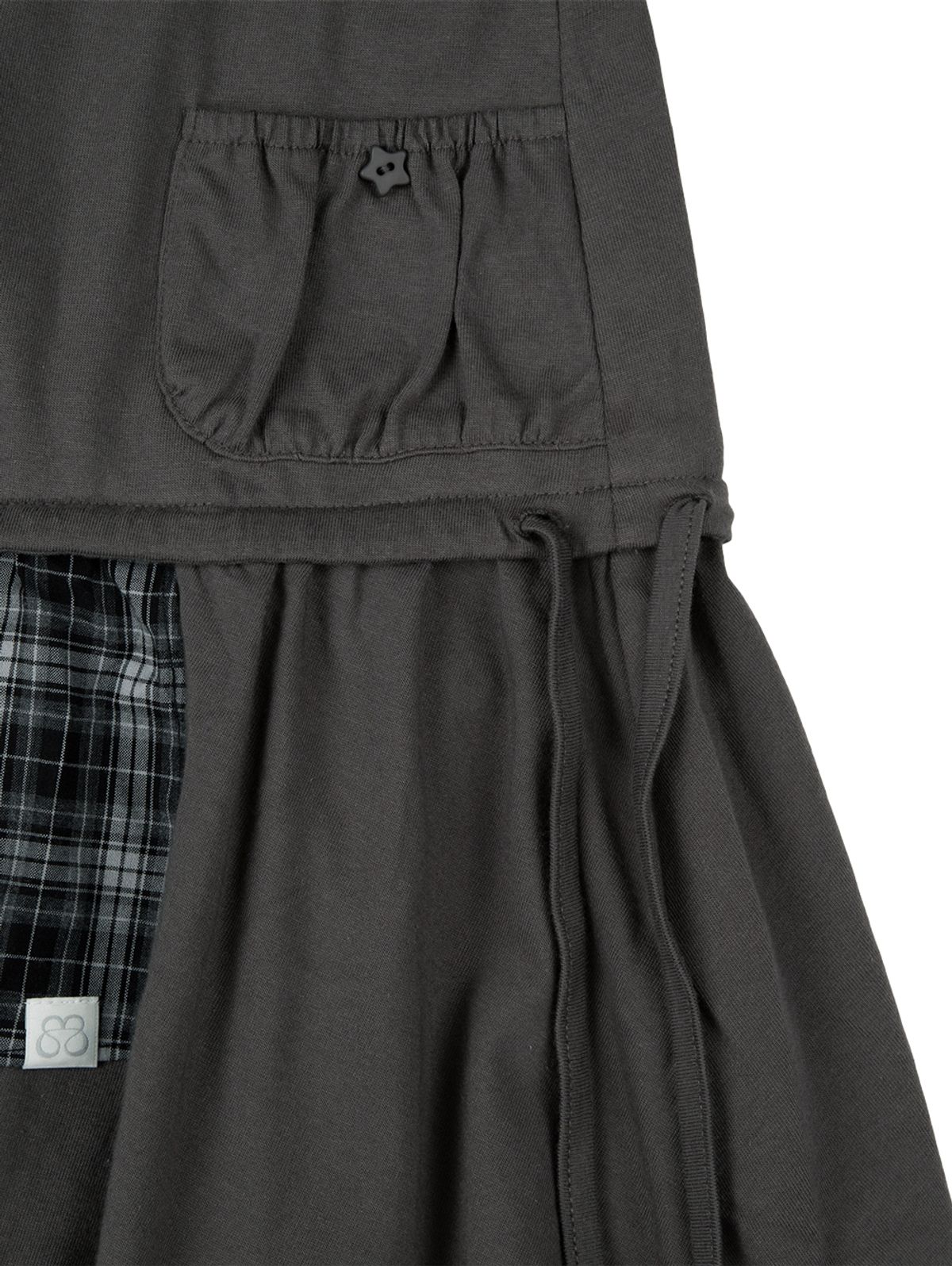 뚜오미오(TUOMIO) CHECK MIXED JERSEY DRESS [CHARCOAL]