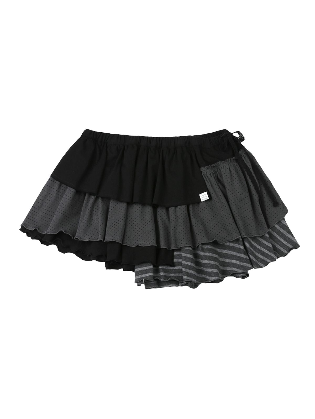 뚜오미오(TUOMIO) BANDED LAYERED SKIRT [BLACK]