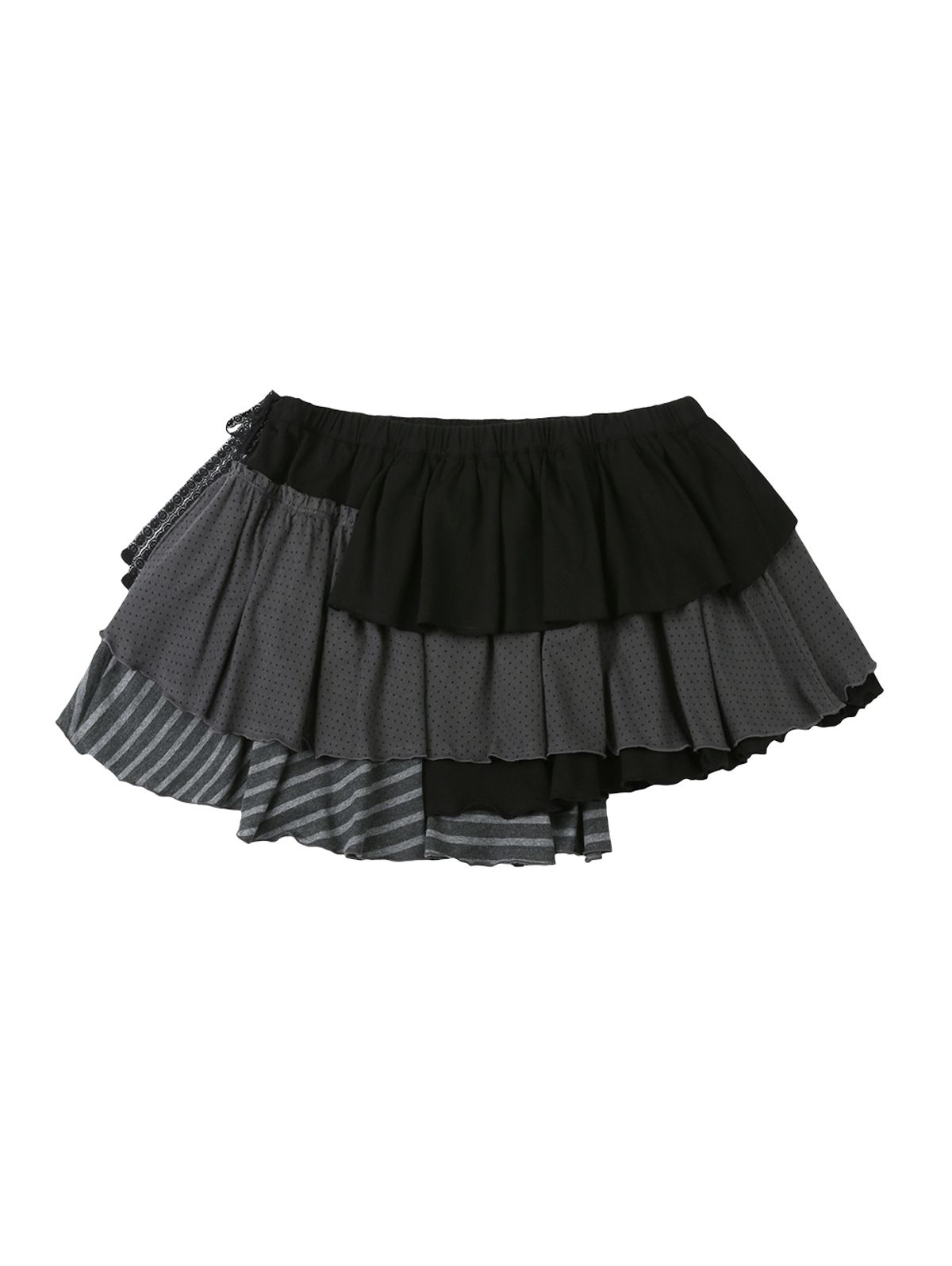 뚜오미오(TUOMIO) BANDED LAYERED SKIRT [BLACK]