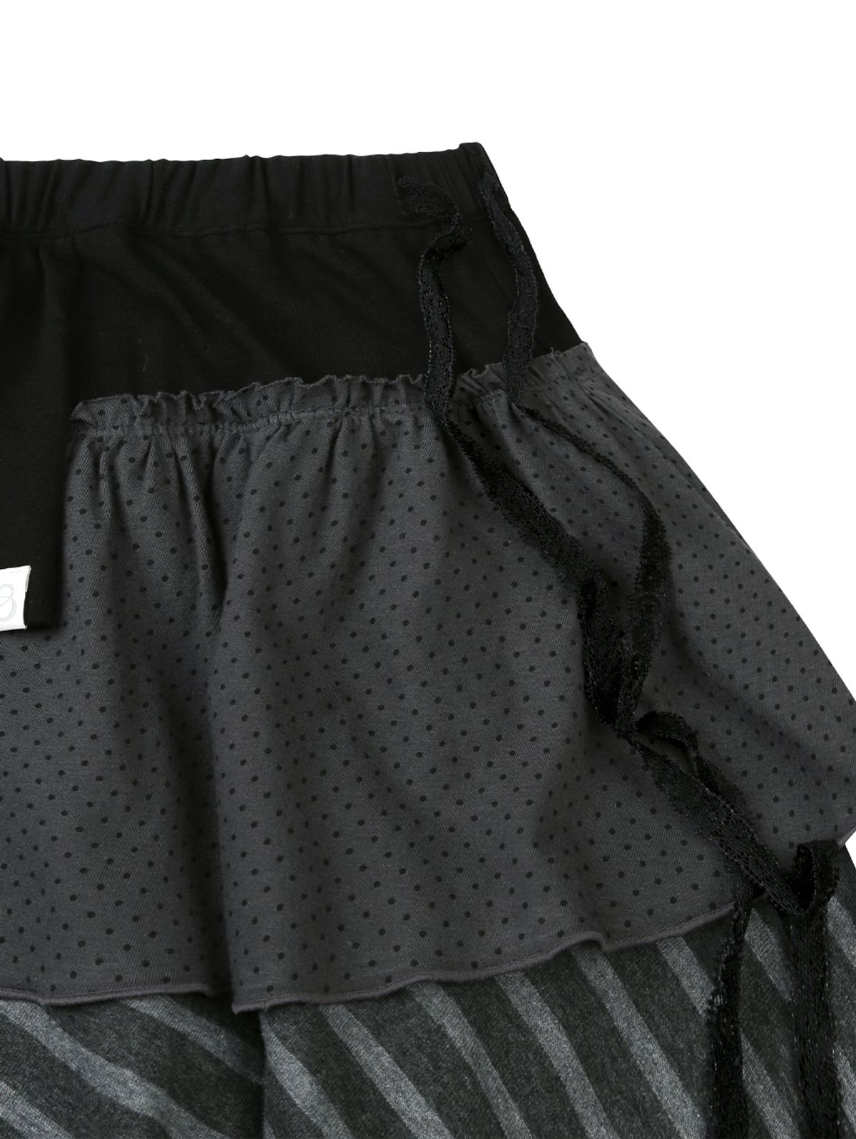 뚜오미오(TUOMIO) BANDED LAYERED SKIRT [BLACK]