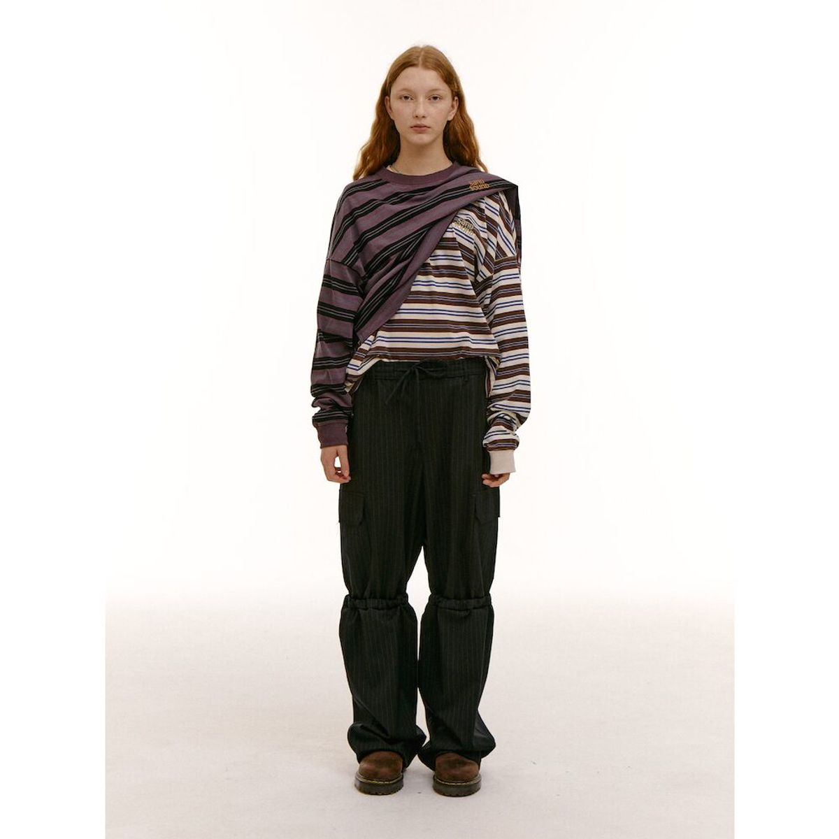 샌드 사운드(SAND SOUND) (UNISEX) 수팅 소재 와이드 밴딩 팬츠  네이비