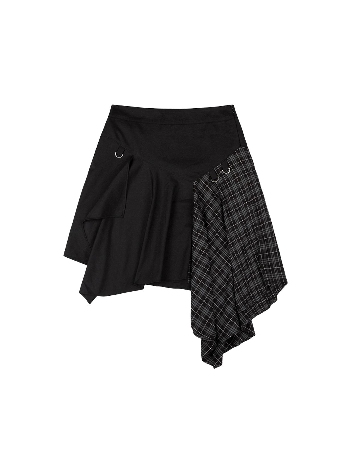 뚜오미오(TUOMIO) LAYERED ASYMMETRIC SKIRT [BLACK]