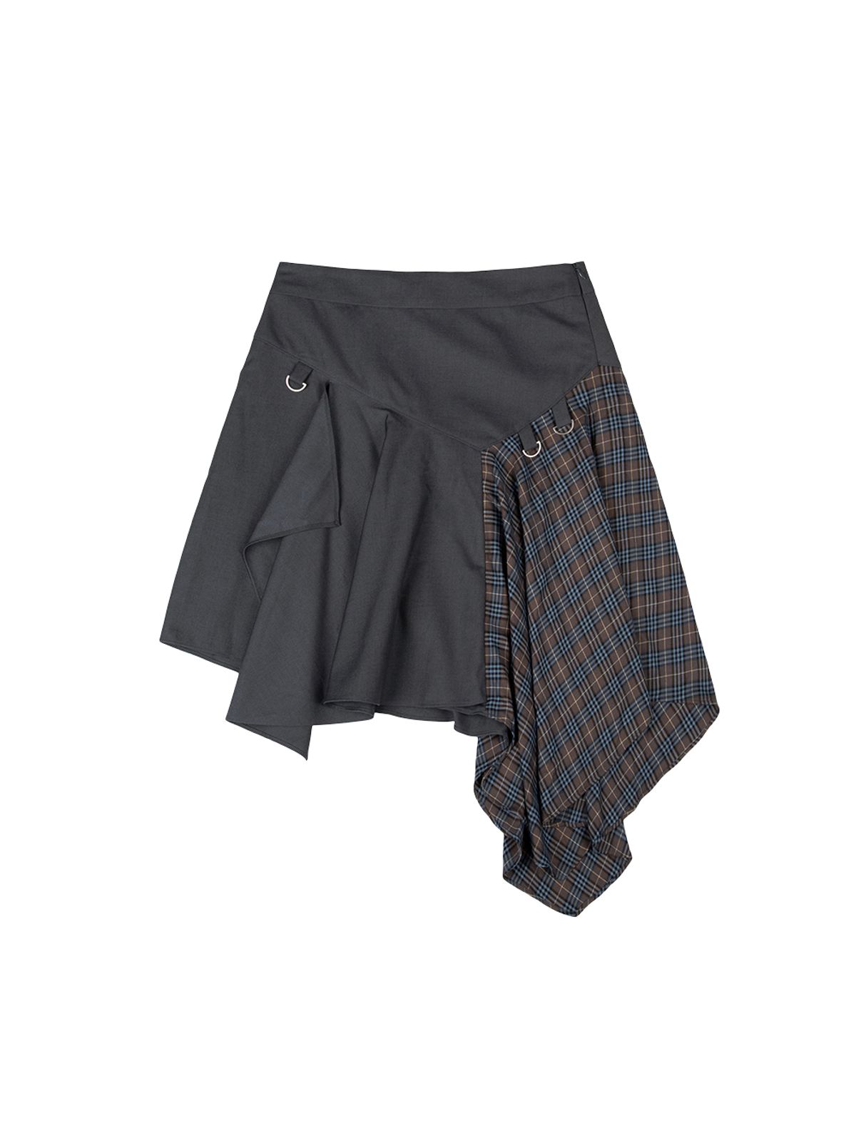 뚜오미오(TUOMIO) LAYERED ASYMMETRIC SKIRT [CHARCOAL]