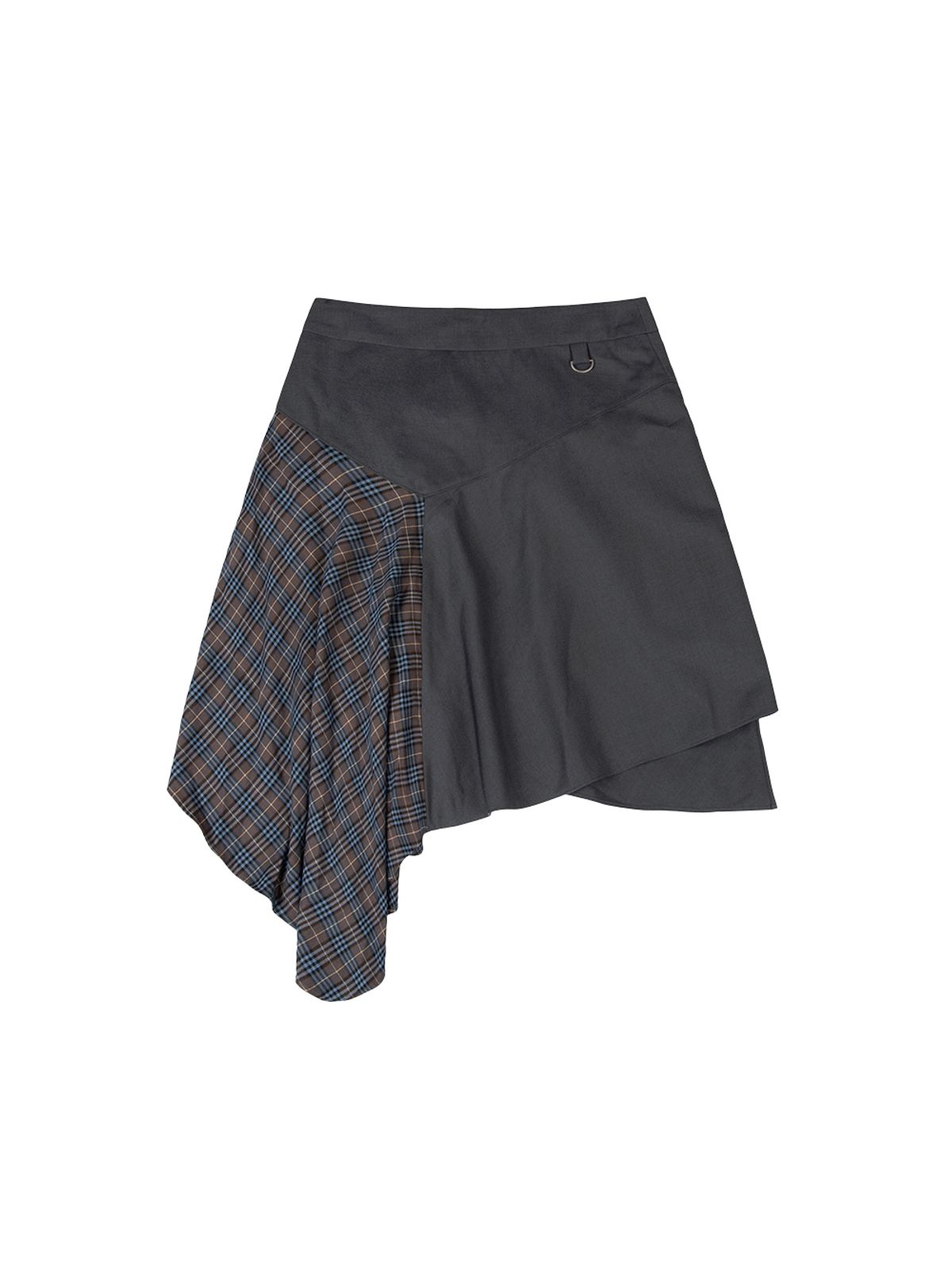 뚜오미오(TUOMIO) LAYERED ASYMMETRIC SKIRT [CHARCOAL]