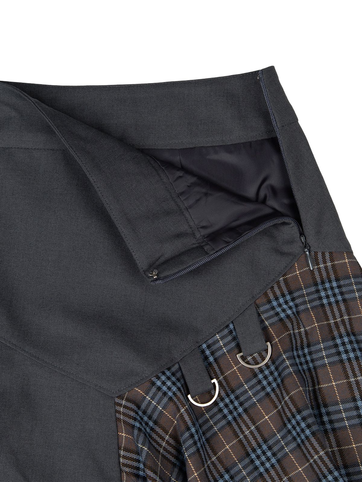 뚜오미오(TUOMIO) LAYERED ASYMMETRIC SKIRT [CHARCOAL]