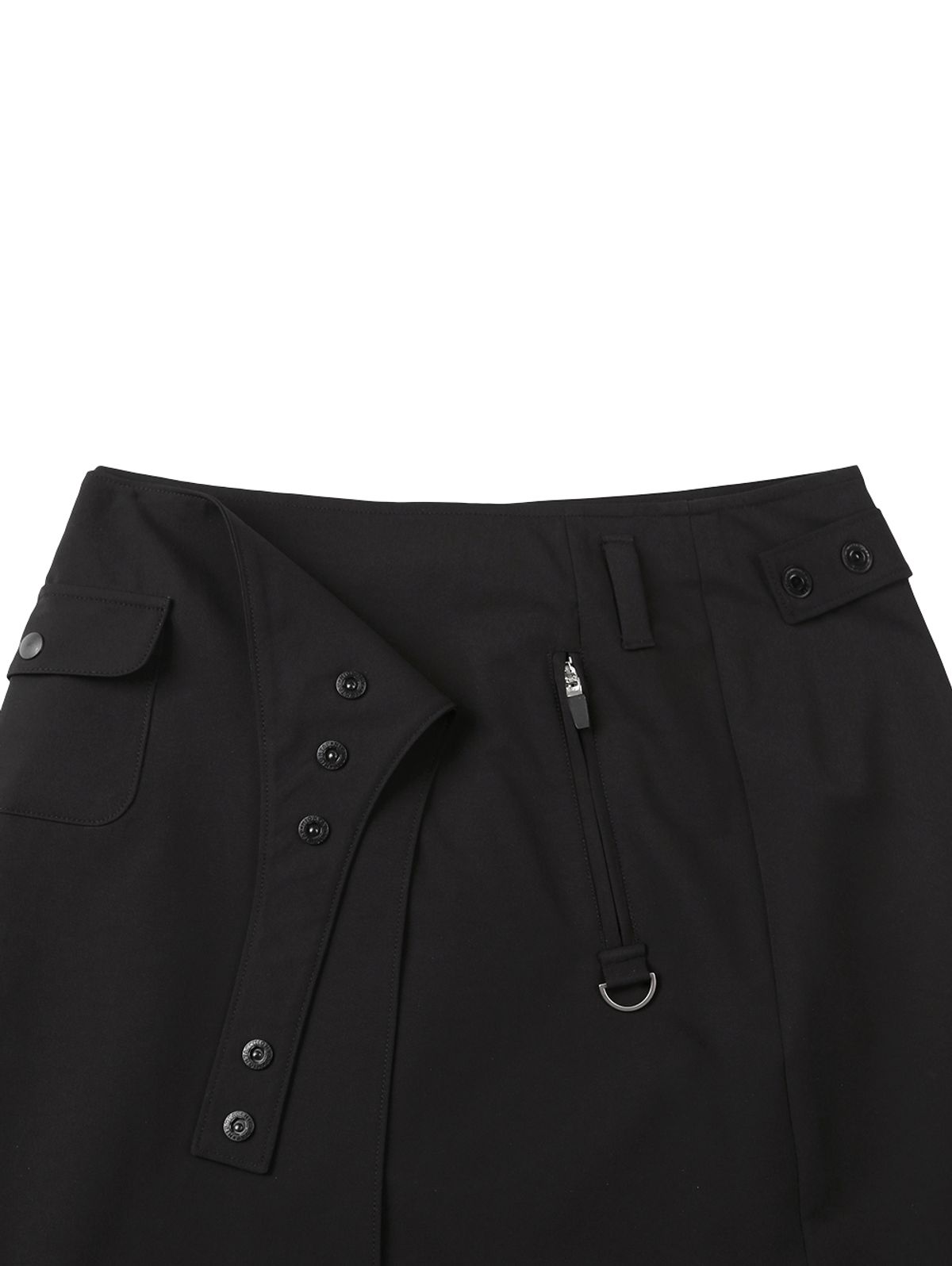 뚜오미오(TUOMIO) WRAP SKIRT TUCKED PANTS [BLACK]