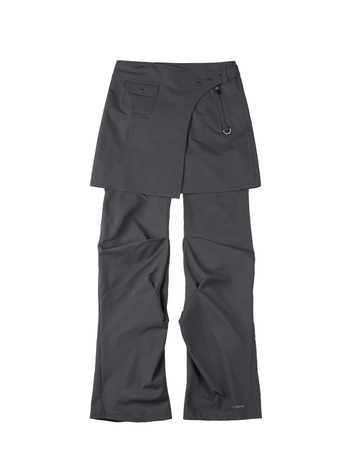 뚜오미오(TUOMIO) WRAP SKIRT TUCKED PANTS [CHARCOAL]