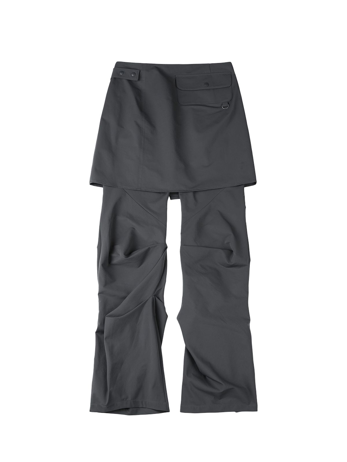 뚜오미오(TUOMIO) WRAP SKIRT TUCKED PANTS [CHARCOAL]