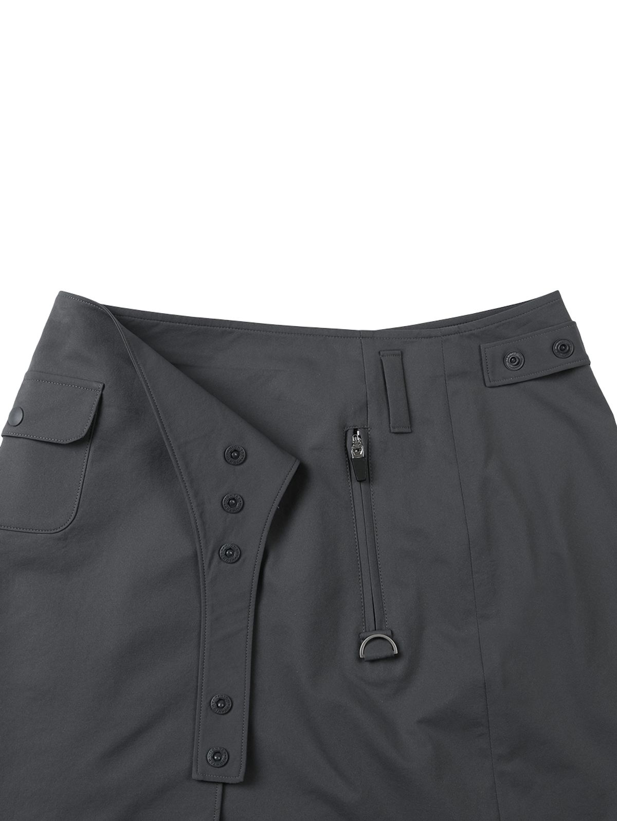 뚜오미오(TUOMIO) WRAP SKIRT TUCKED PANTS [CHARCOAL]