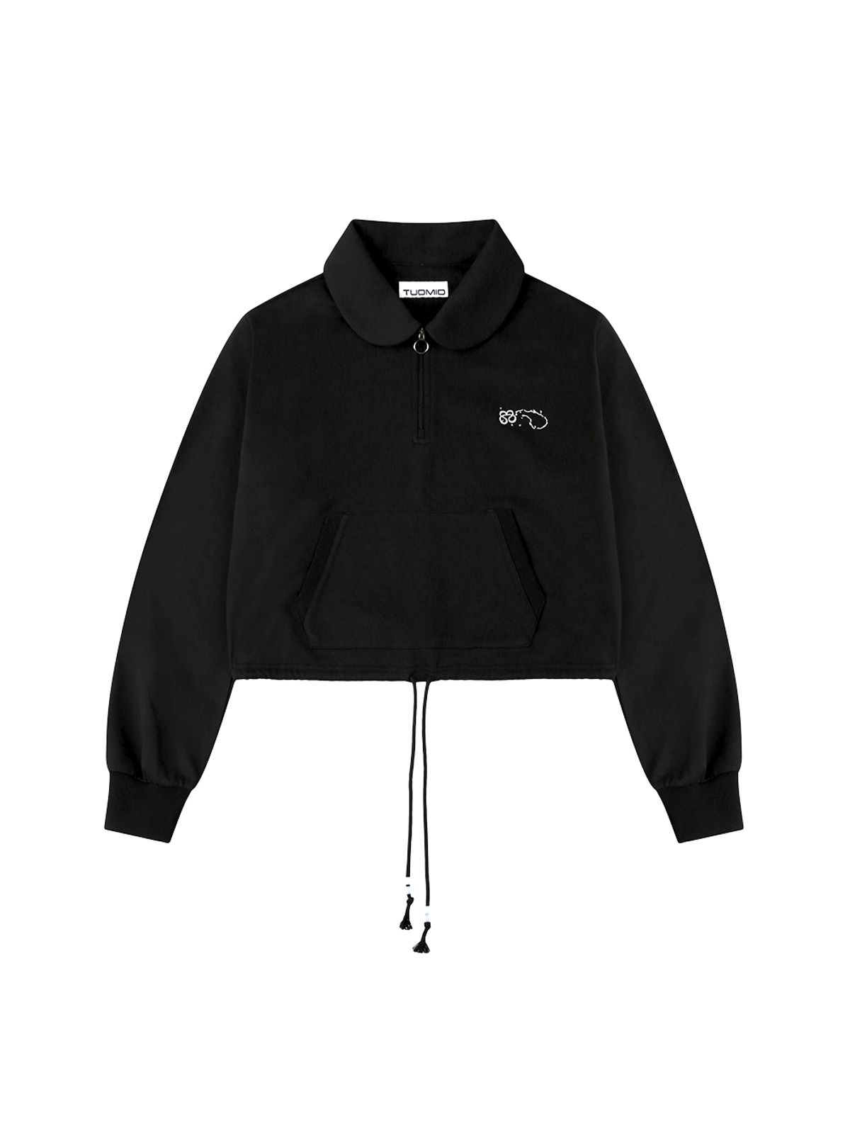 뚜오미오(TUOMIO) ROUND COLLAR STRING TOP [BLACK]