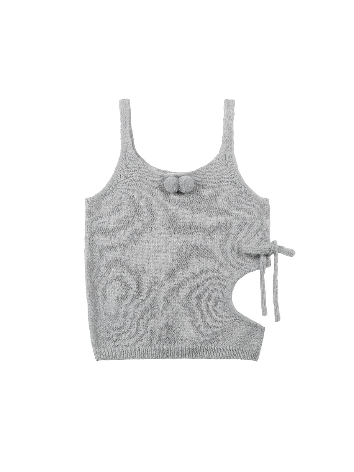 뚜오미오(TUOMIO) CUT-OUT RIBBON KNIT TANK [LIGHT GREY]