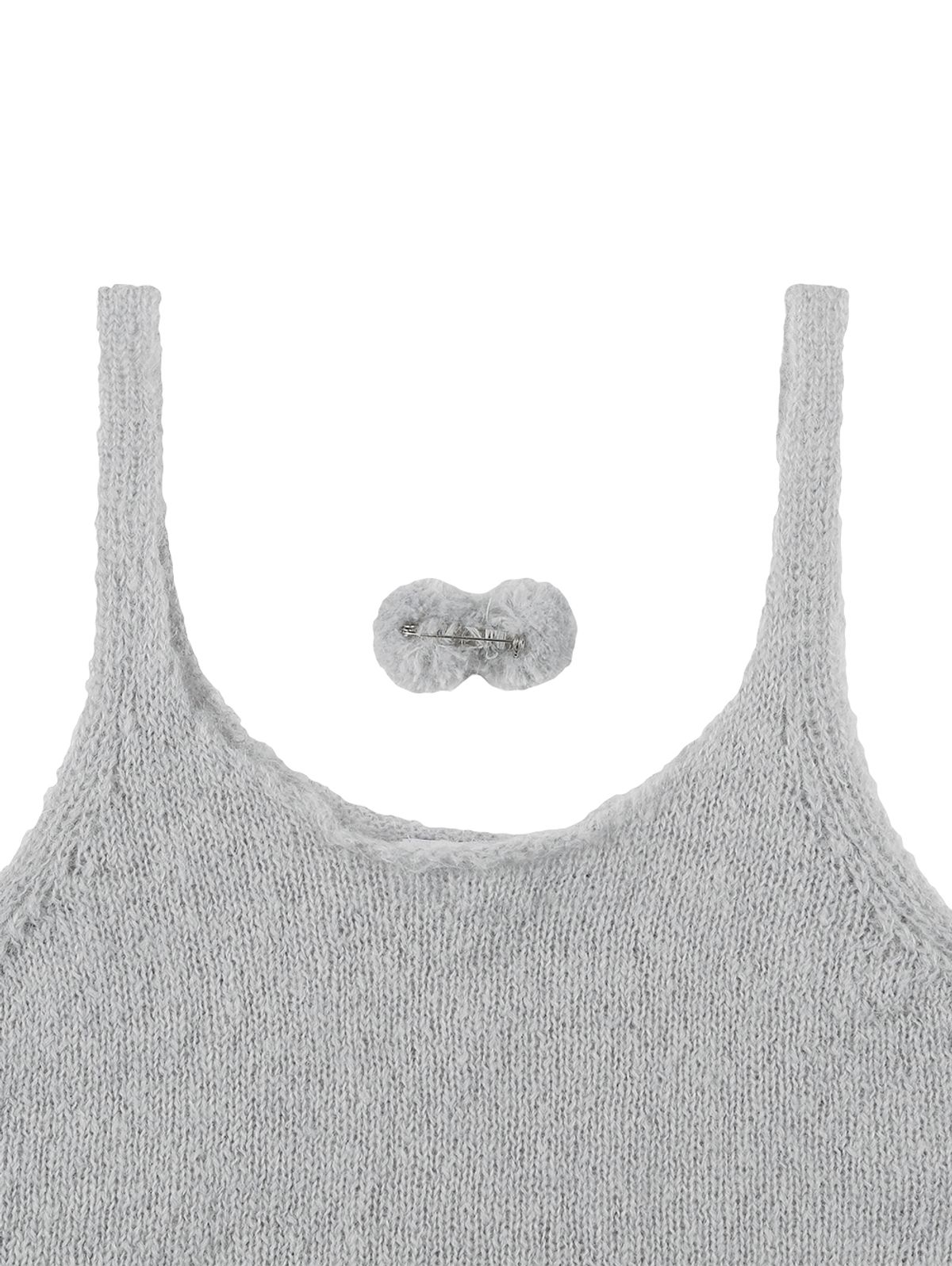 뚜오미오(TUOMIO) CUT-OUT RIBBON KNIT TANK [LIGHT GREY]