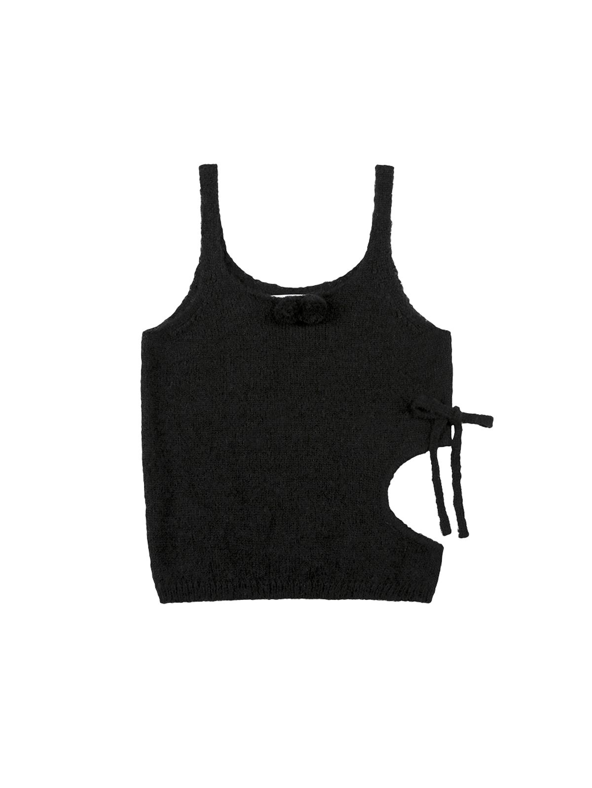 뚜오미오(TUOMIO) CUT-OUT RIBBON KNIT TANK [BLACK]