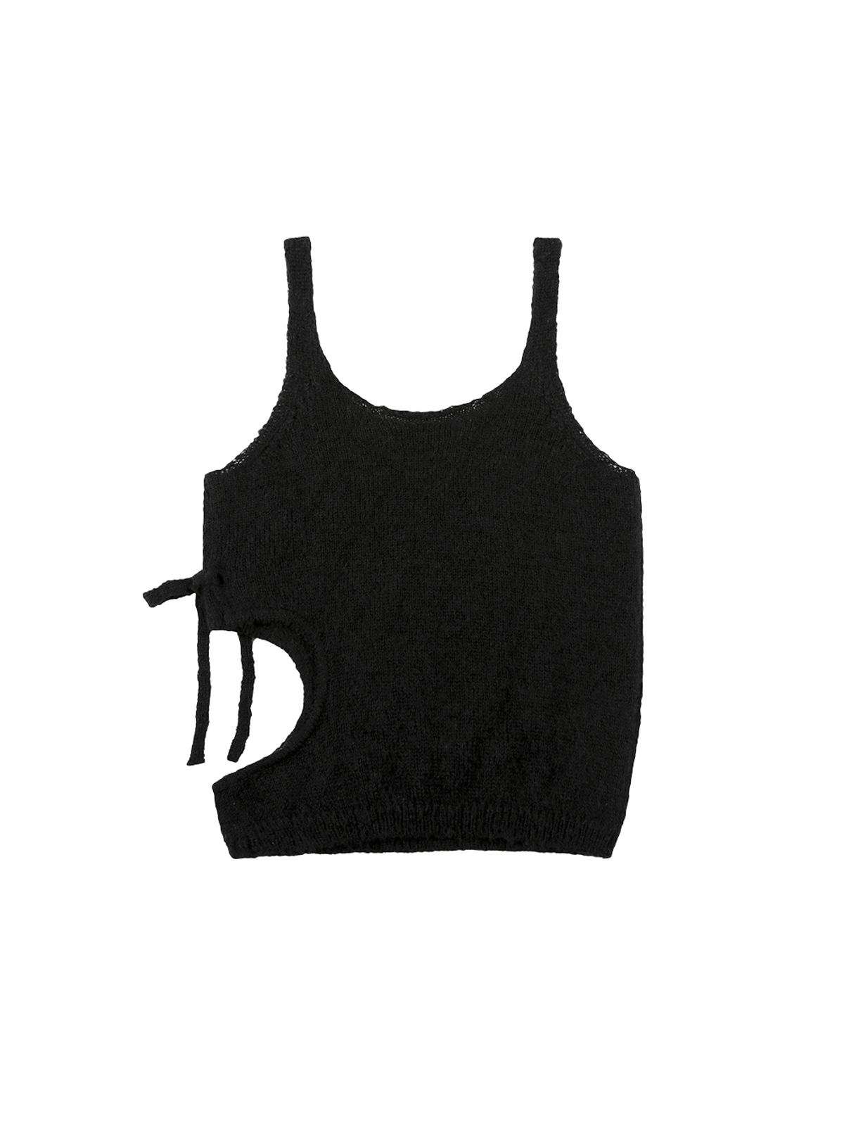 뚜오미오(TUOMIO) CUT-OUT RIBBON KNIT TANK [BLACK]