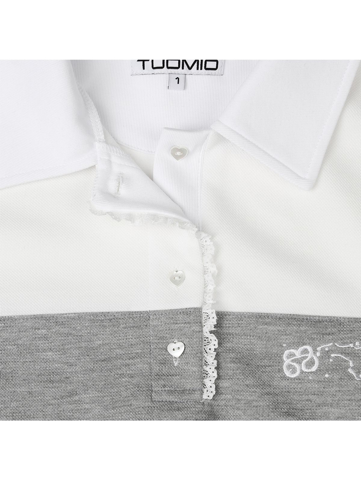 뚜오미오(TUOMIO) RUFFLE POLO TOP [HEATHER GREY]