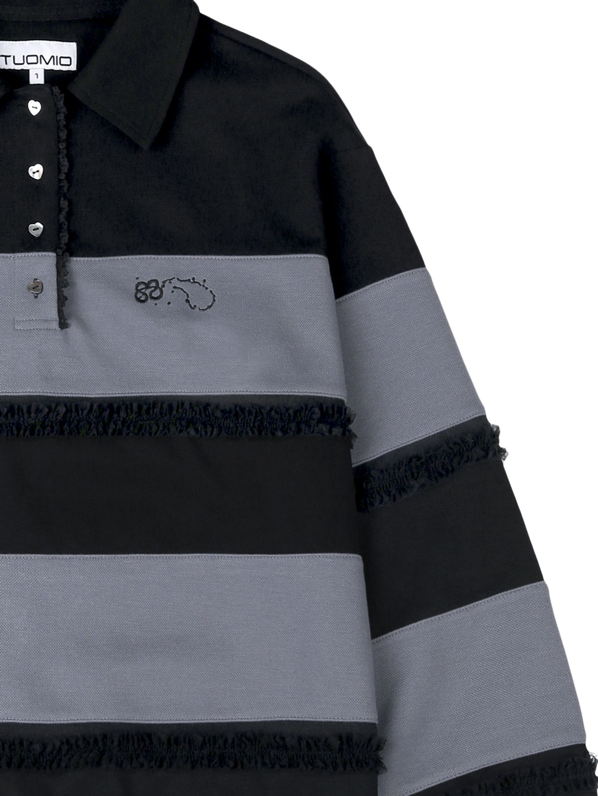 뚜오미오(TUOMIO) RUFFLE POLO TOP [DUSTY  BLUE]