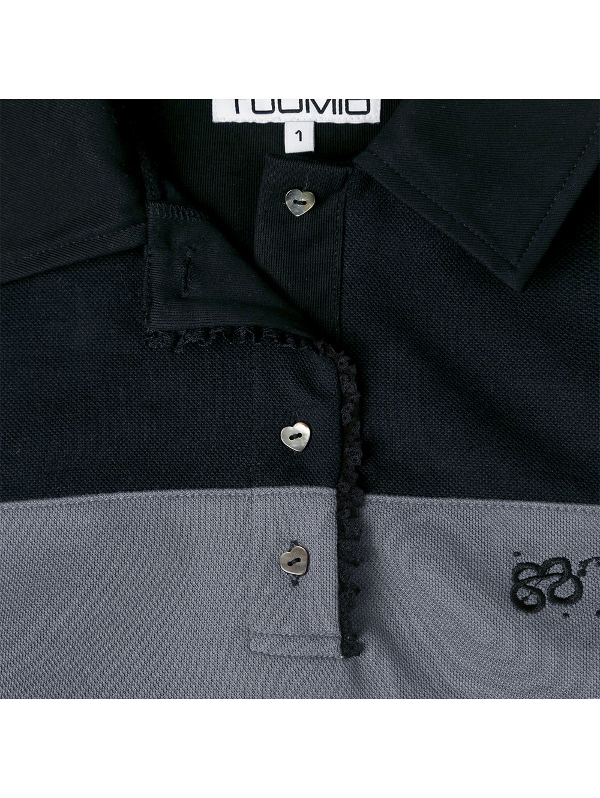 뚜오미오(TUOMIO) RUFFLE POLO TOP [DUSTY  BLUE]