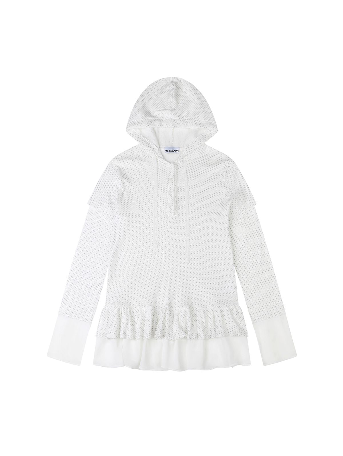 뚜오미오(TUOMIO) FRILL CHIFFON HOODIE [WHITE]