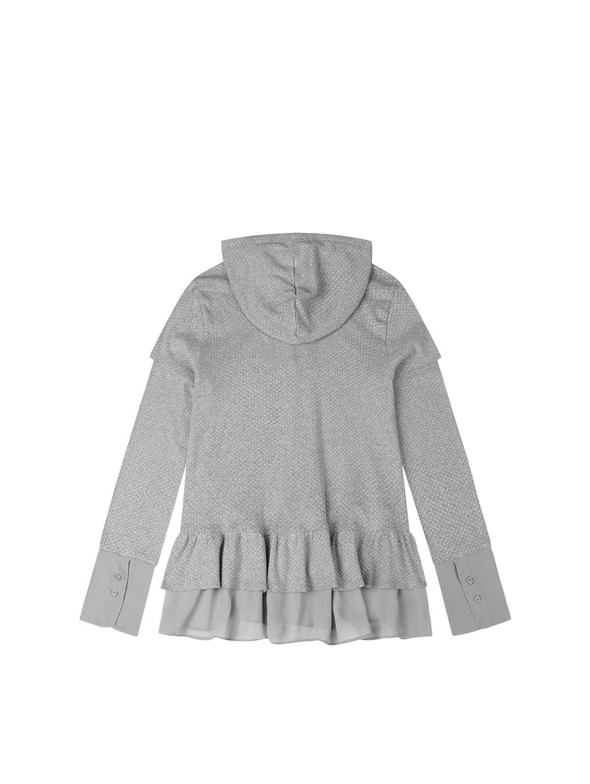 뚜오미오(TUOMIO) FRILL CHIFFON HOODIE [HEATHER GREY]