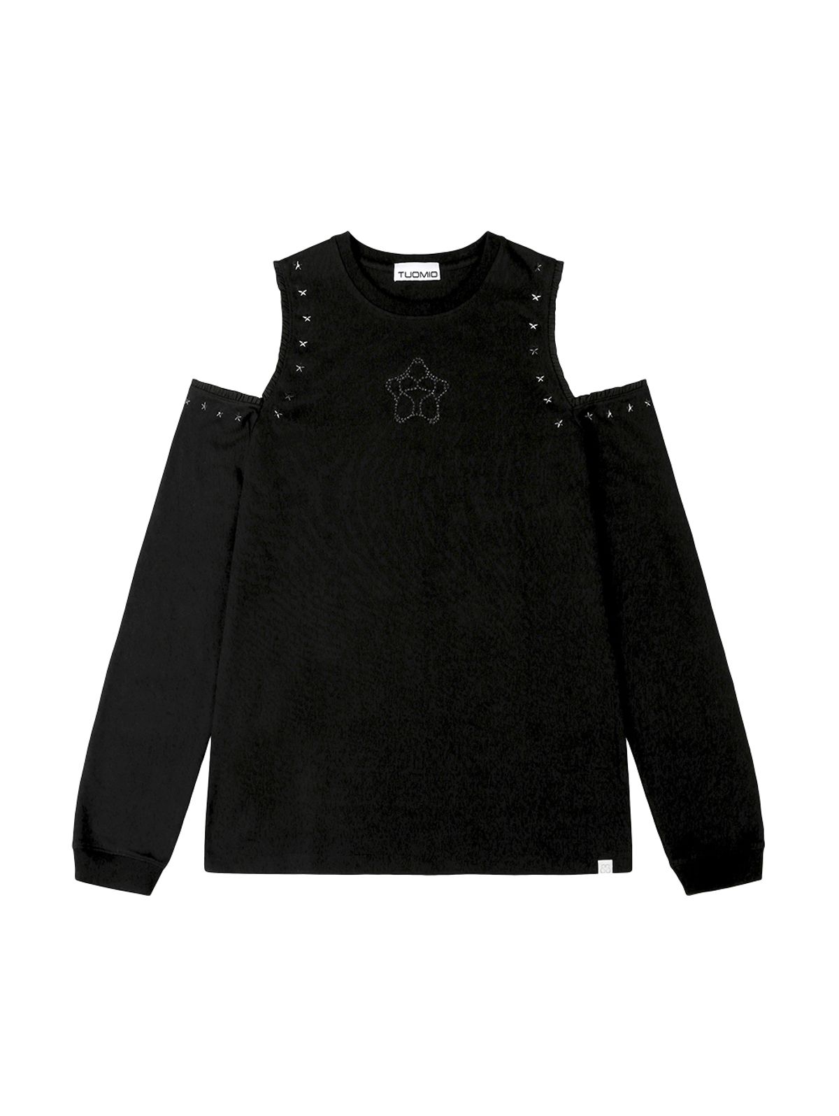 뚜오미오(TUOMIO) CUT-OUT LACE LONG SLEEVES [BLACK]