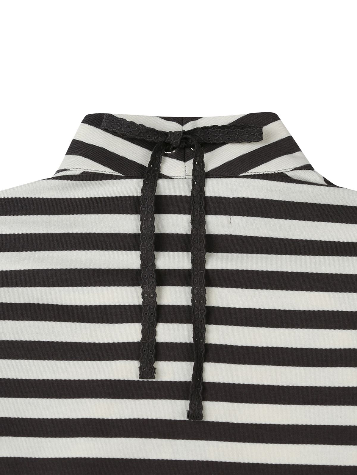 뚜오미오(TUOMIO) STRIPE RUFFLE JERSEY ZIP-UP [CHARCOAL]