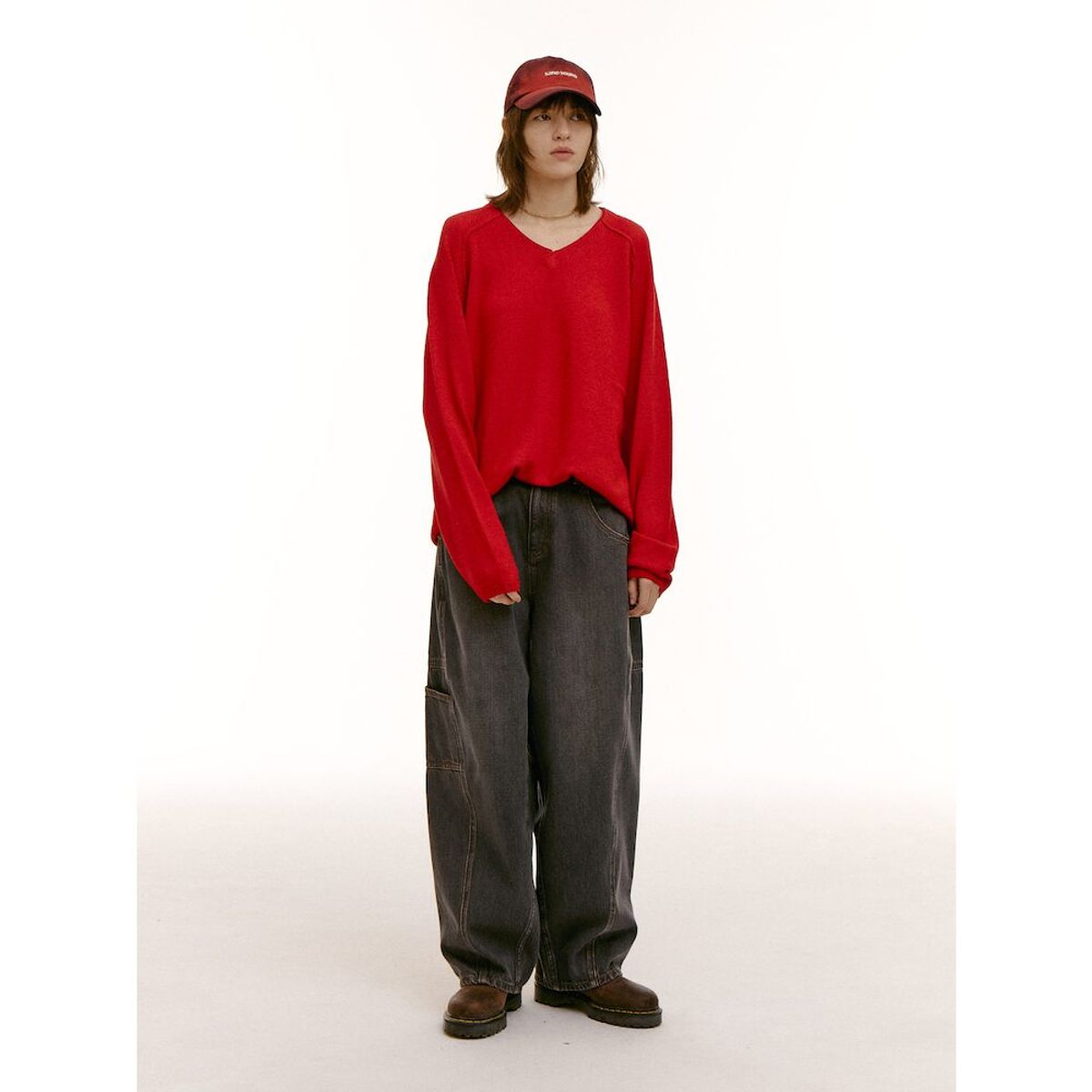 샌드 사운드(SAND SOUND) (UNISEX) 와이드 벌룬핏 워크 데님  애쉬