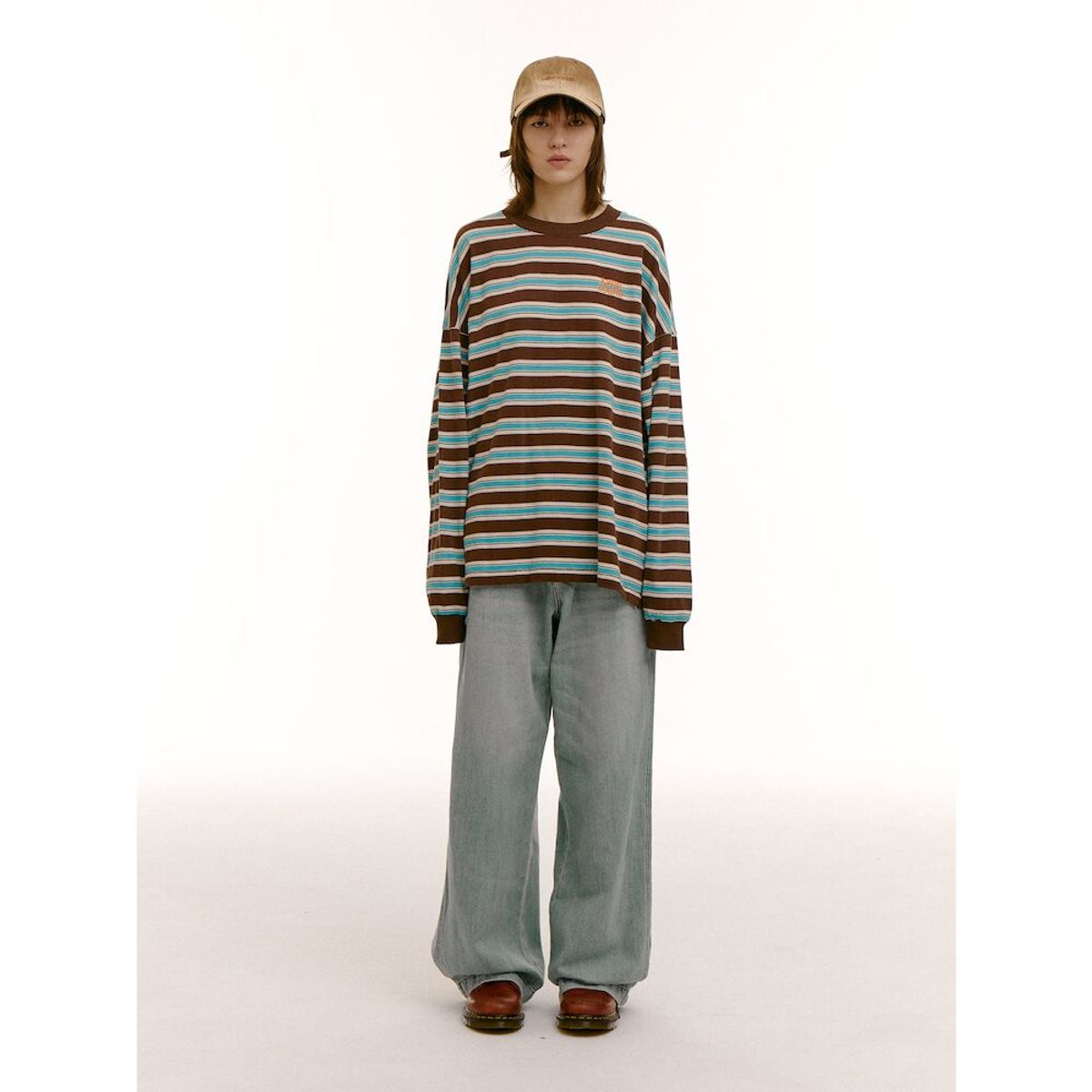 샌드 사운드(SAND SOUND) (UNISEX) 와이드 벌룬핏 워크 데님  스카이 블루